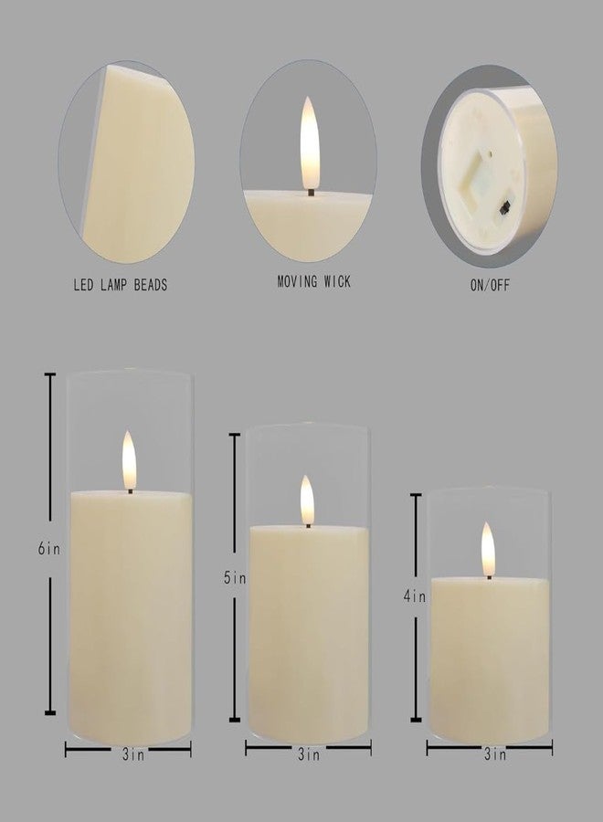 VRB Dec مجموعة شموع عمودية من 3 قطع من VRB Dec، شموع أكريليك بدون لهب أو دخان، شموع زينة LED، مثالية للإهداء، للمنزل، ديوالي، عيد الميلاد، شمعة زينة، عيد ميلاد (موديل - 2) - Image 2